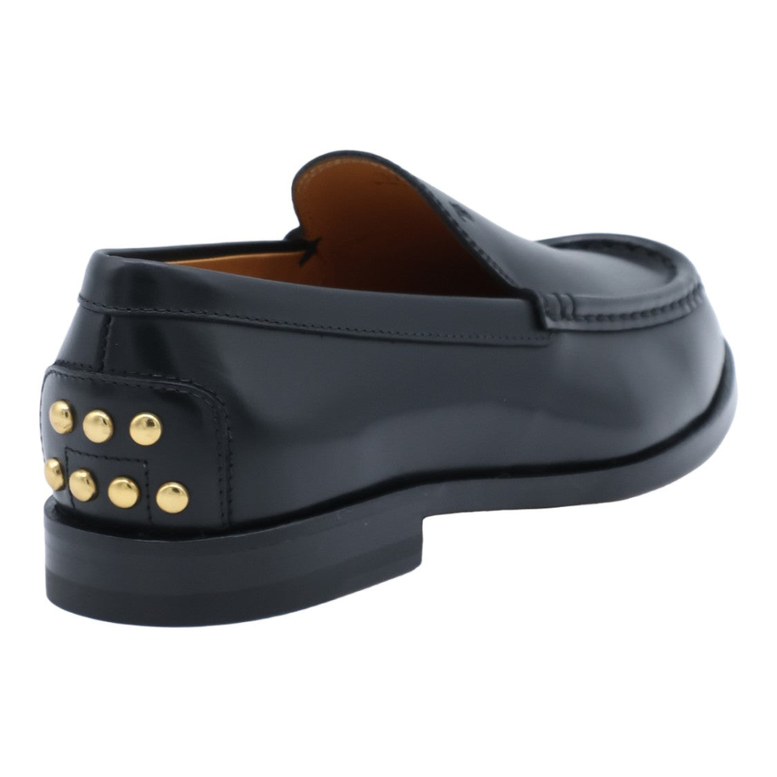 Tod's Sleek Leather Flat Shoes With Gold-Tone Stud Detail