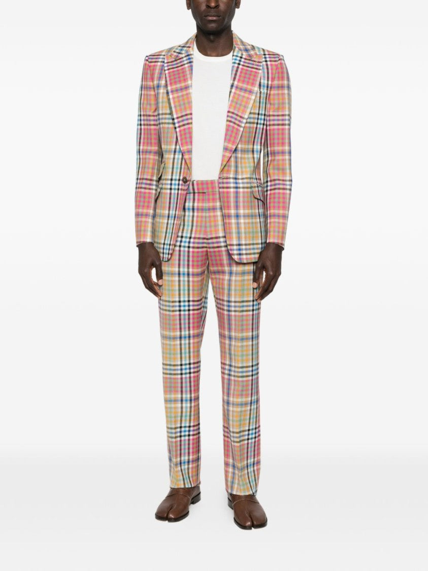 Vivienne Westwood Red Checked Pattern Side Buckle Trousers