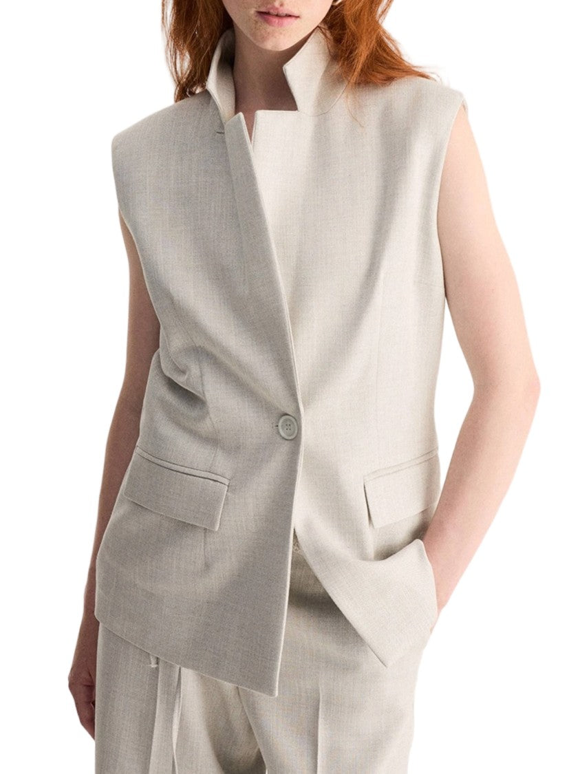 Biancalancia Structured Sleeveless Notched Collar Jacket