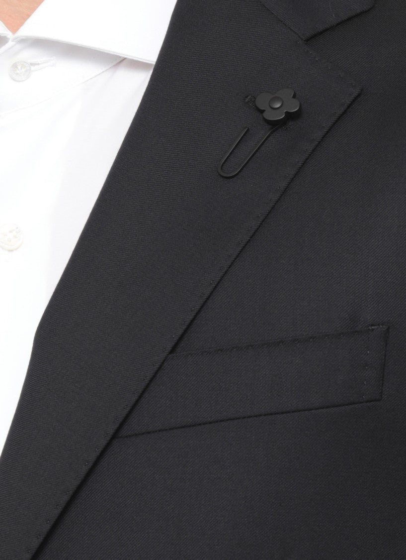 Lardini Black Pinstripe Wool Suit