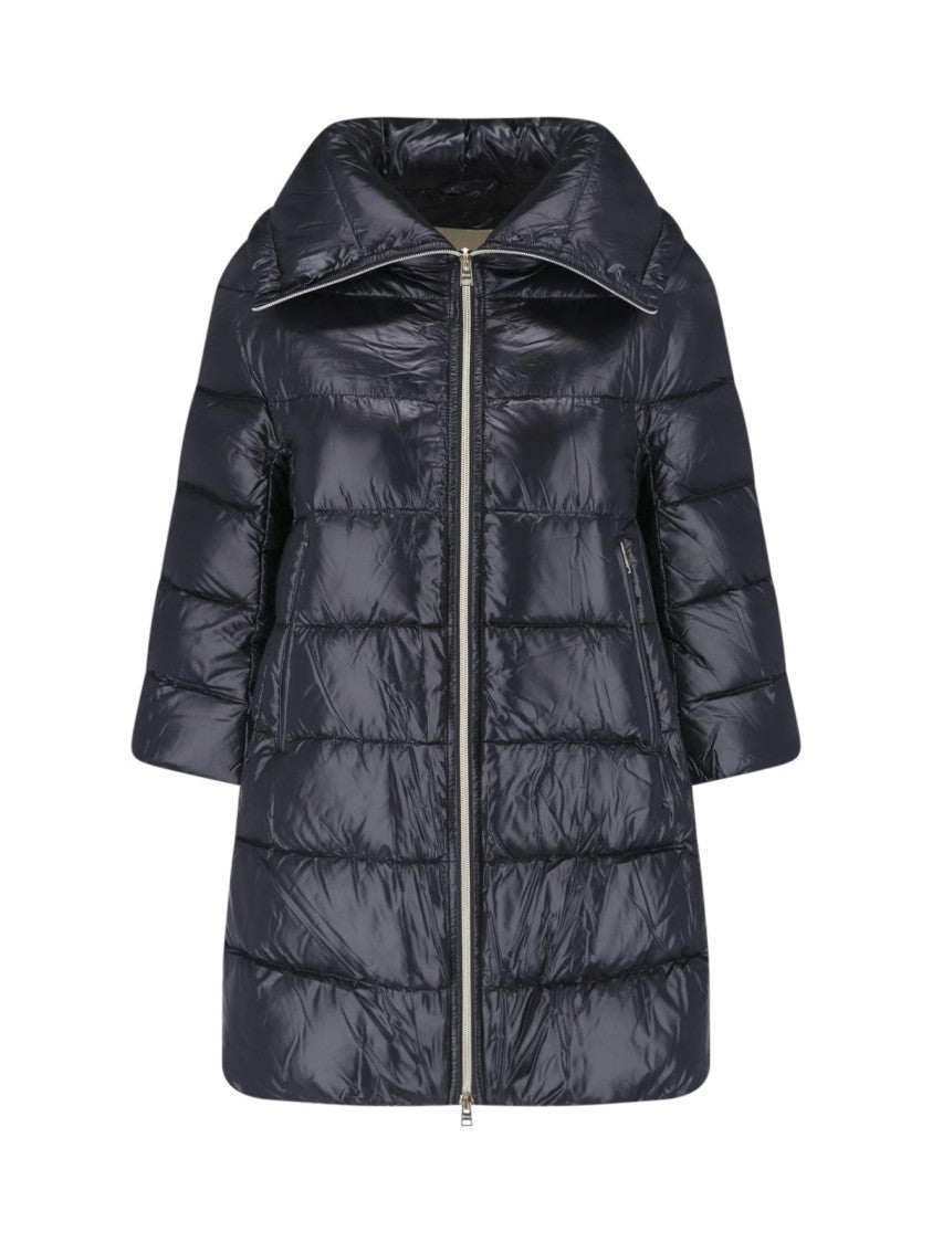 Herno Black Cleofe Zip-Up Fabric Puffer Jacket