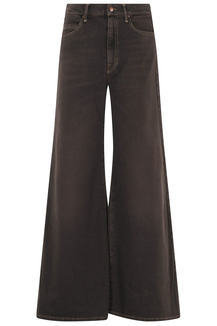 Cigala`S Brown High-Waisted Flared Stretch Cotton Jeans