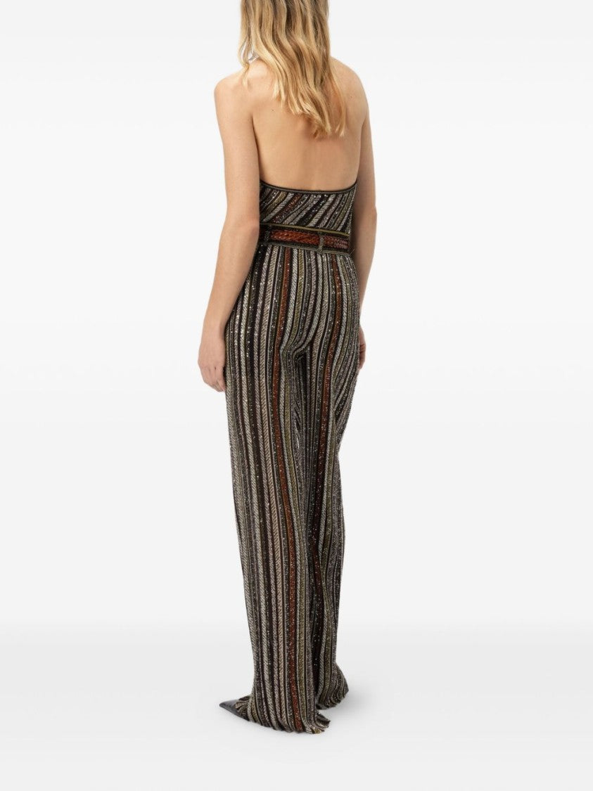 Missoni Wide-Leg Striped Trousers With Textured Metallic Finish