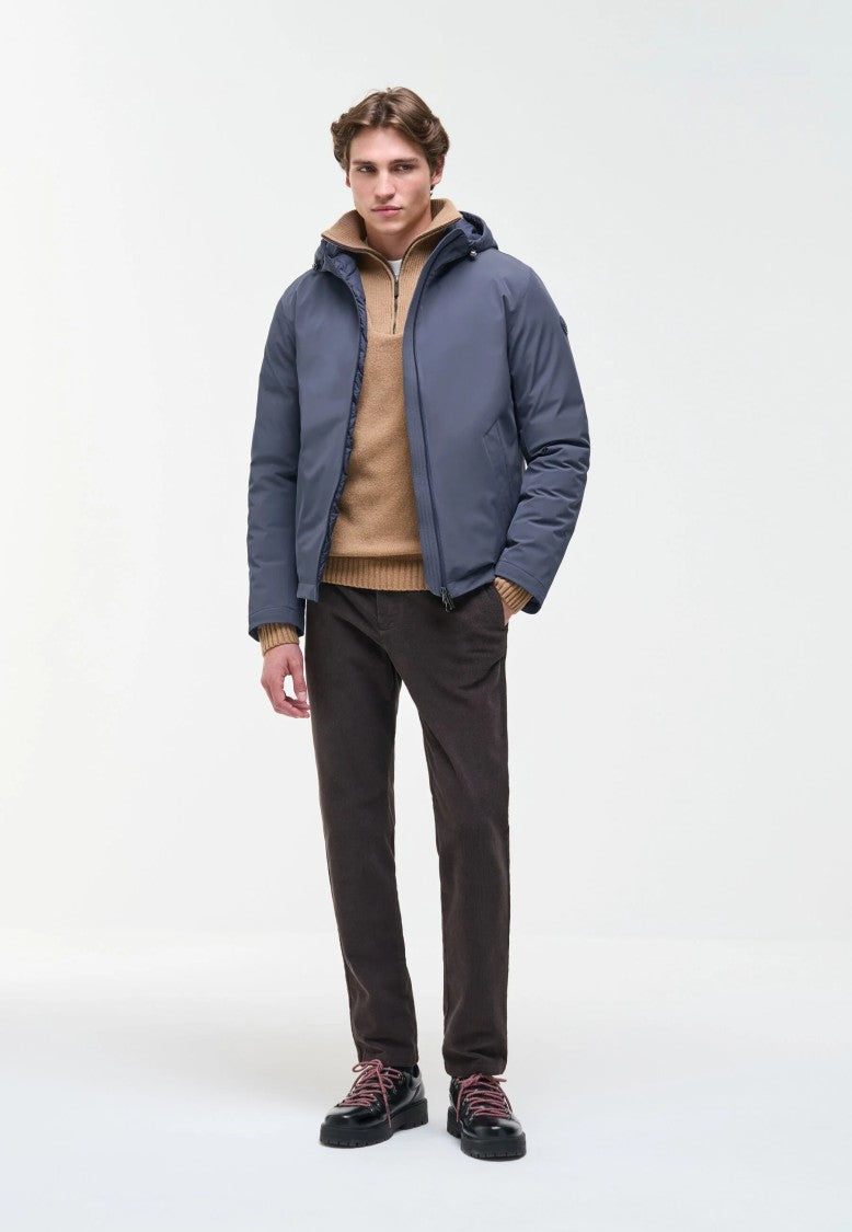 Colmar Matte-Finish Blue Adjustable Hood Down Jacket