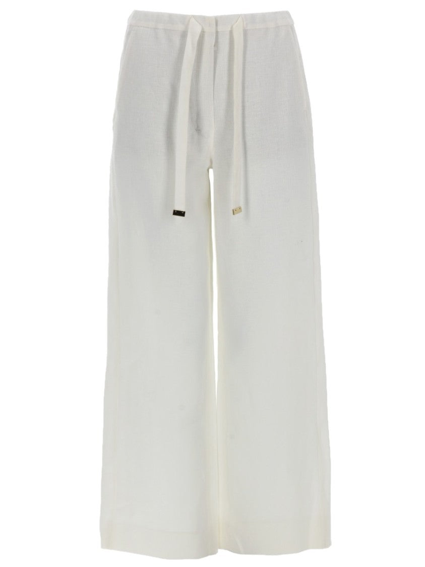 Max Mara Wide-Leg Linen Pants With Drawstring Waist And Minimalist Design