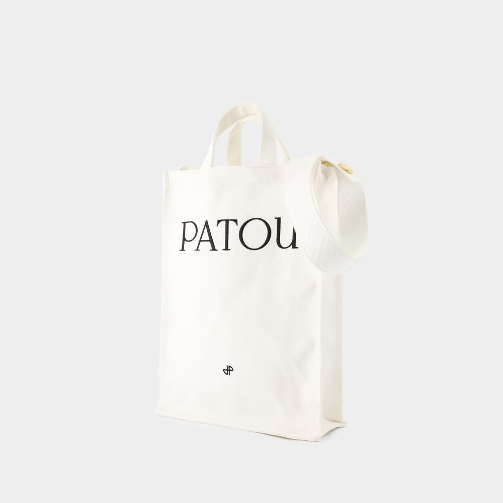 Patou Vertical Shopper Bag - Cotton - White