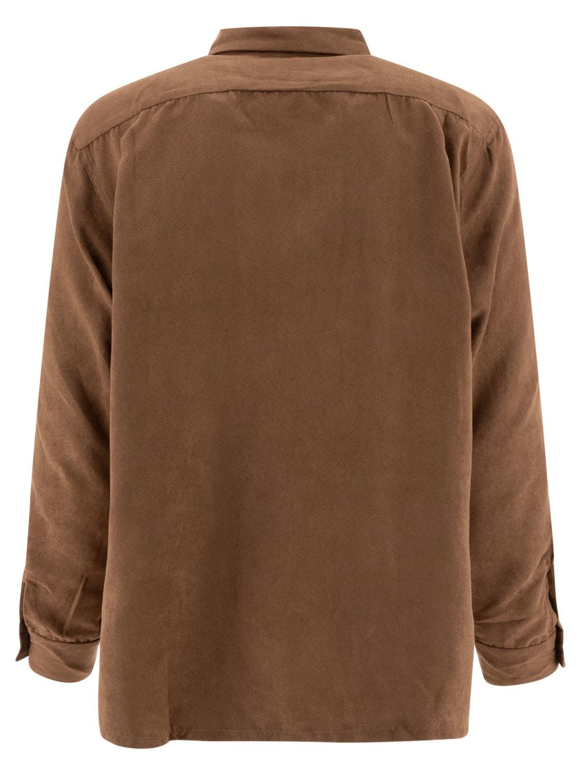 Engineered Garments Brown Structured Fabric Shirt With Button-Down Front