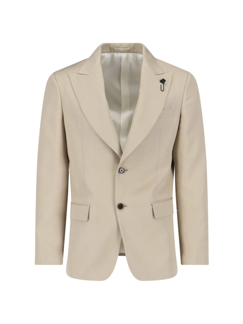 Lardini Single-Breasted Blazer – Beige