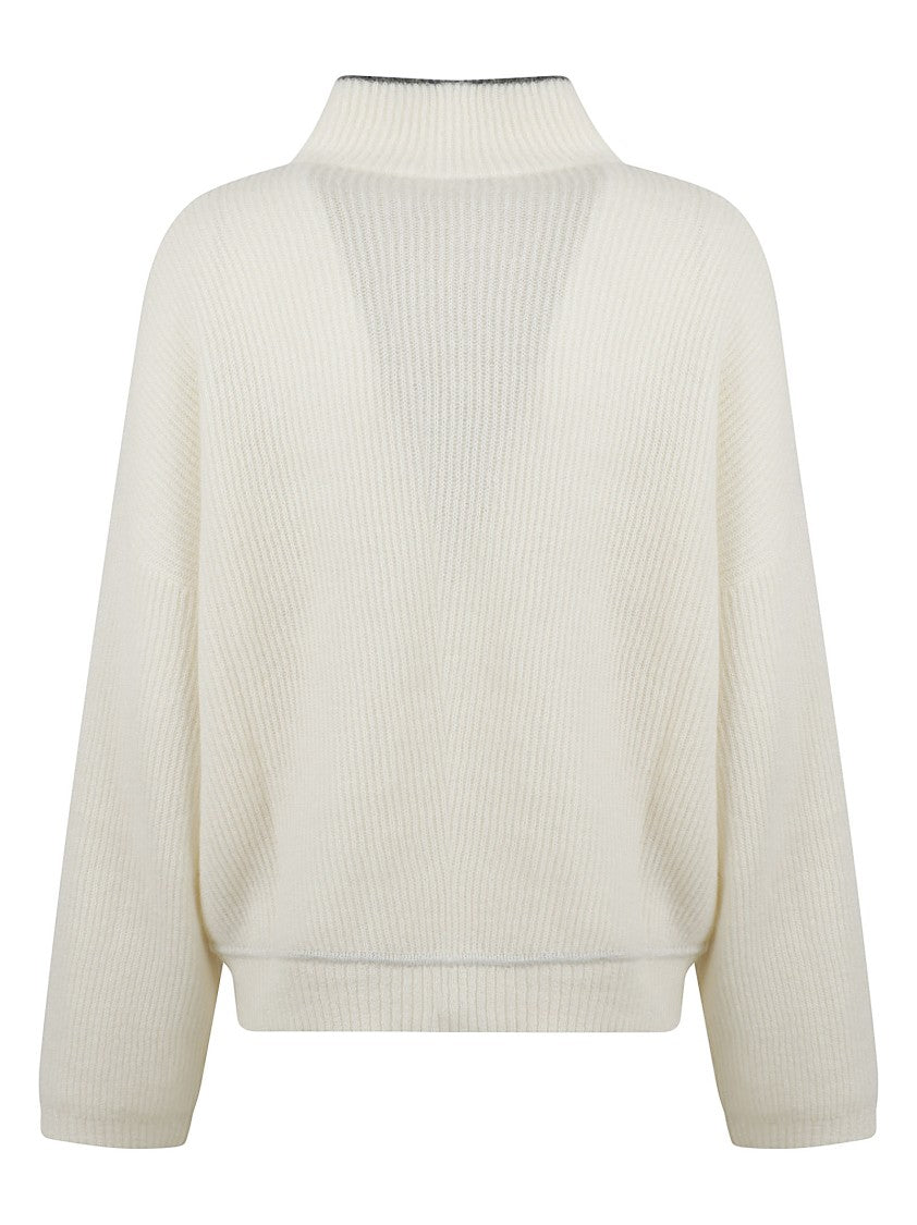 Brunello Cucinelli Relaxed High Neck Sweater With Drawstring Hem