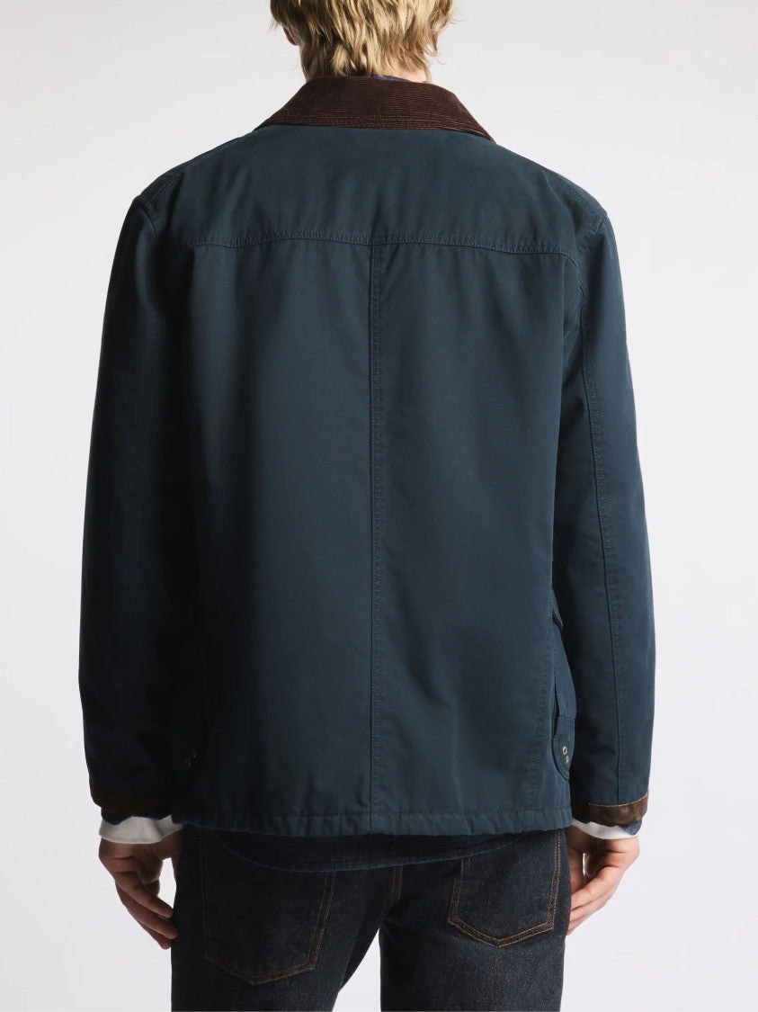 Fay 4-Hook Jacket With Blue Corduroy Details And Lobster-Claw Fastening