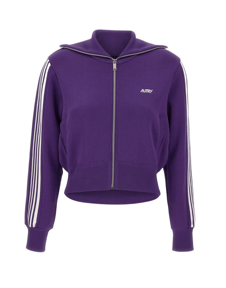 Autry Cropped Tennis-Style Jacket With Contrasting Stripes And Logo