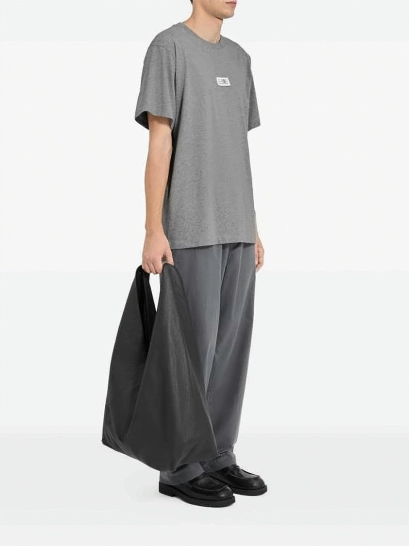 Mm6 By Maison Margiela Boxy Fit Grey T-Shirt With Rectangular Chest Patch