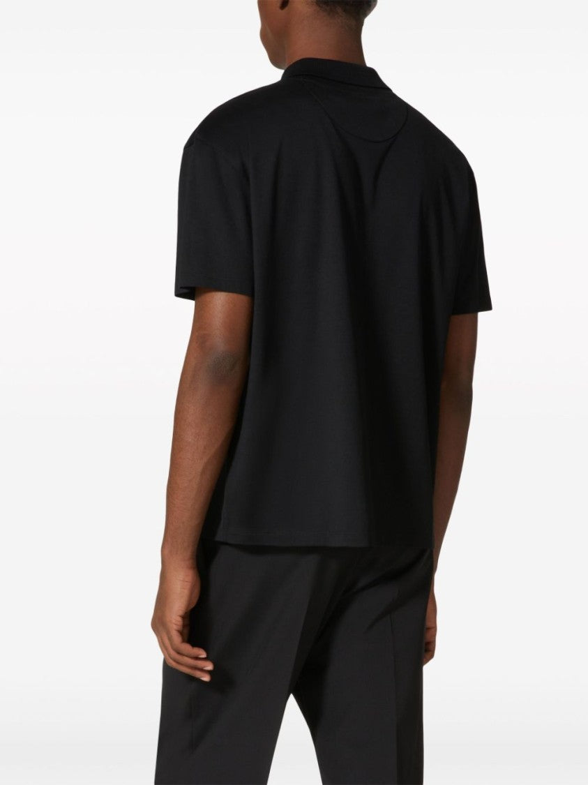 Valentino Garavani Black Cotton Polo Shirt