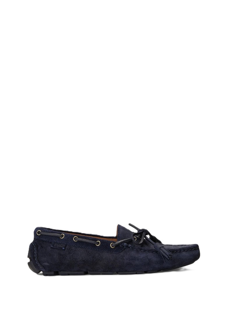 Polo Ralph Lauren Moccasin-Style Blue Suede Loafers With Bow And Tassels