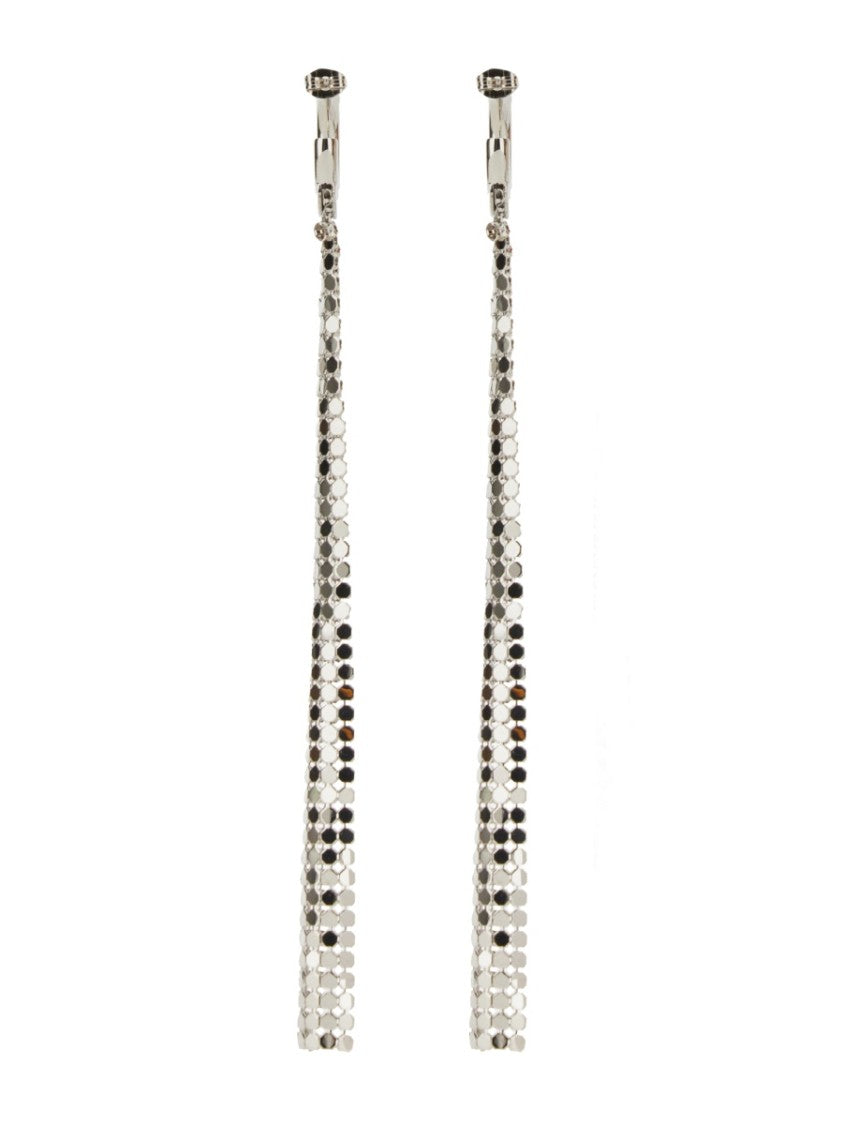 Paco Rabanne Cascading Silver Earrings With Butterfly Clasp