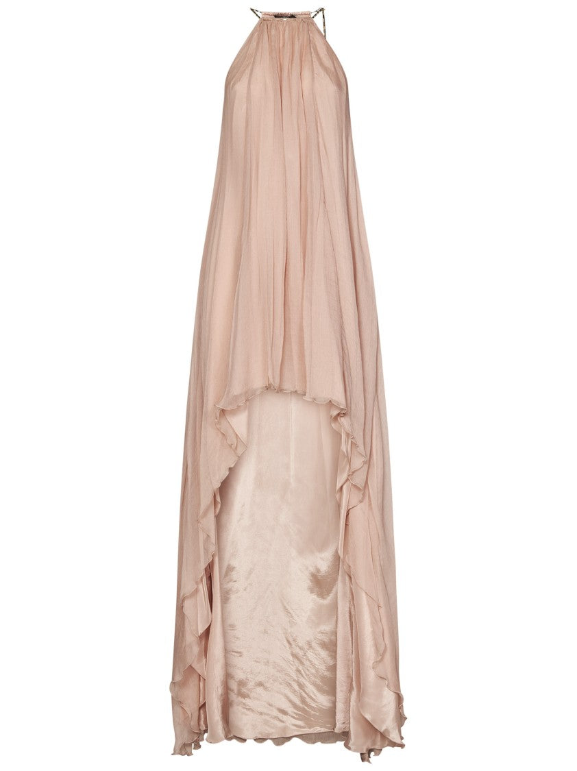 Amen Pink Silk Chiffon Dress With Chain Detailing