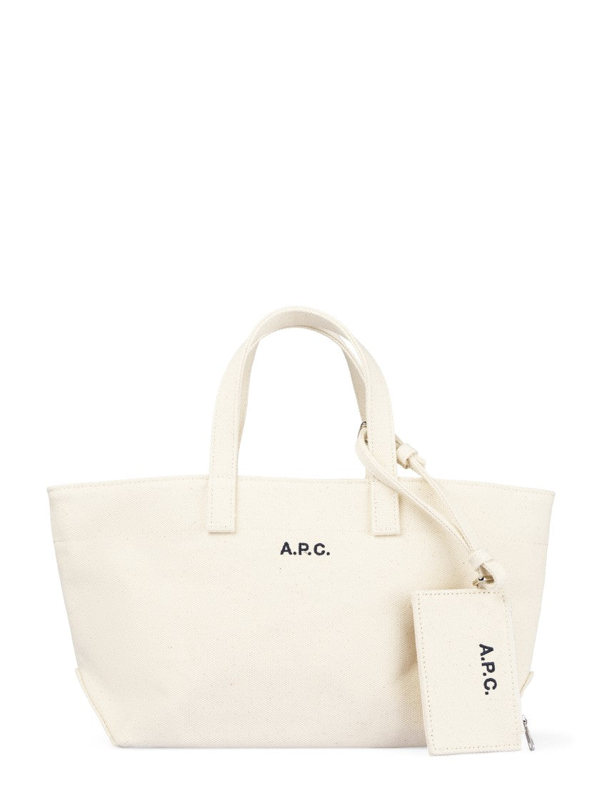 A.P.C. Minimalist Beige Cotton Tote With Detachable Pouch