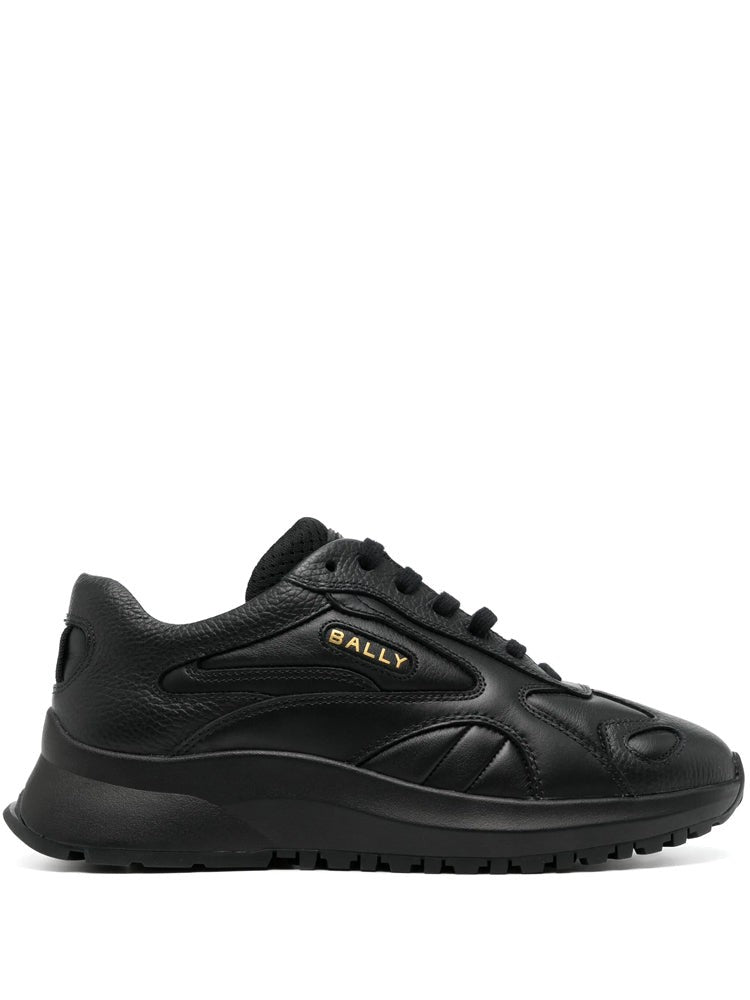 Bally Black Gold Accent Leather Sneakers