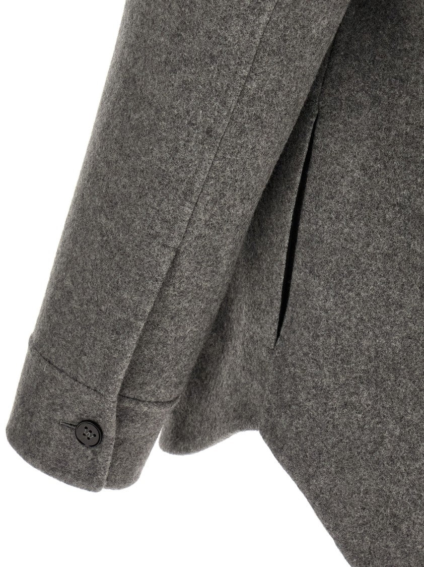 Jil Sander Boxy Fit Grey Wool Overshirt