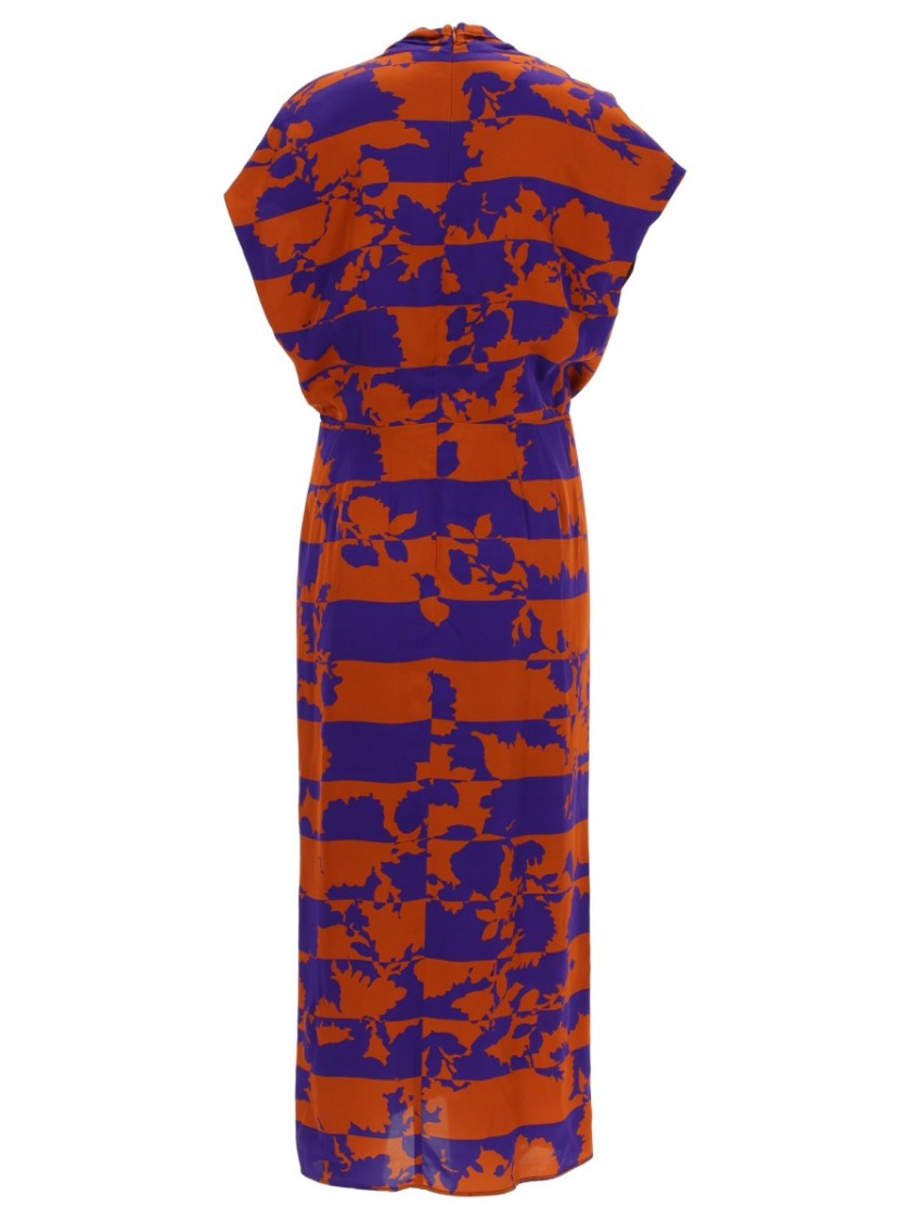 Dries Van Noten Vibrant Orange Dilian Floral Midi Dress