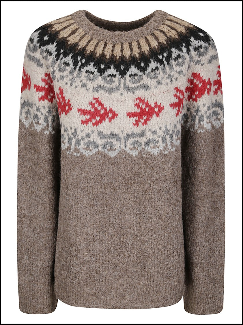Thibault Van Der Straete Round-Neck Sweater With Rib Fairisle Bird Long Sleeve