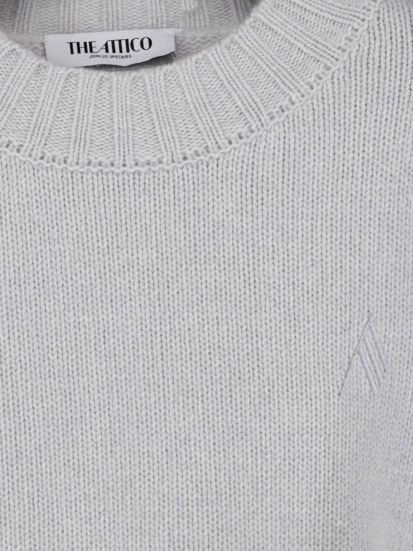 The Attico Asymmetrical Hem Knit Sweater With Ribbed Texture