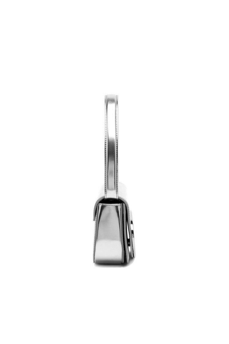 Diesel Silver Metallic Leather Shoulder Bag