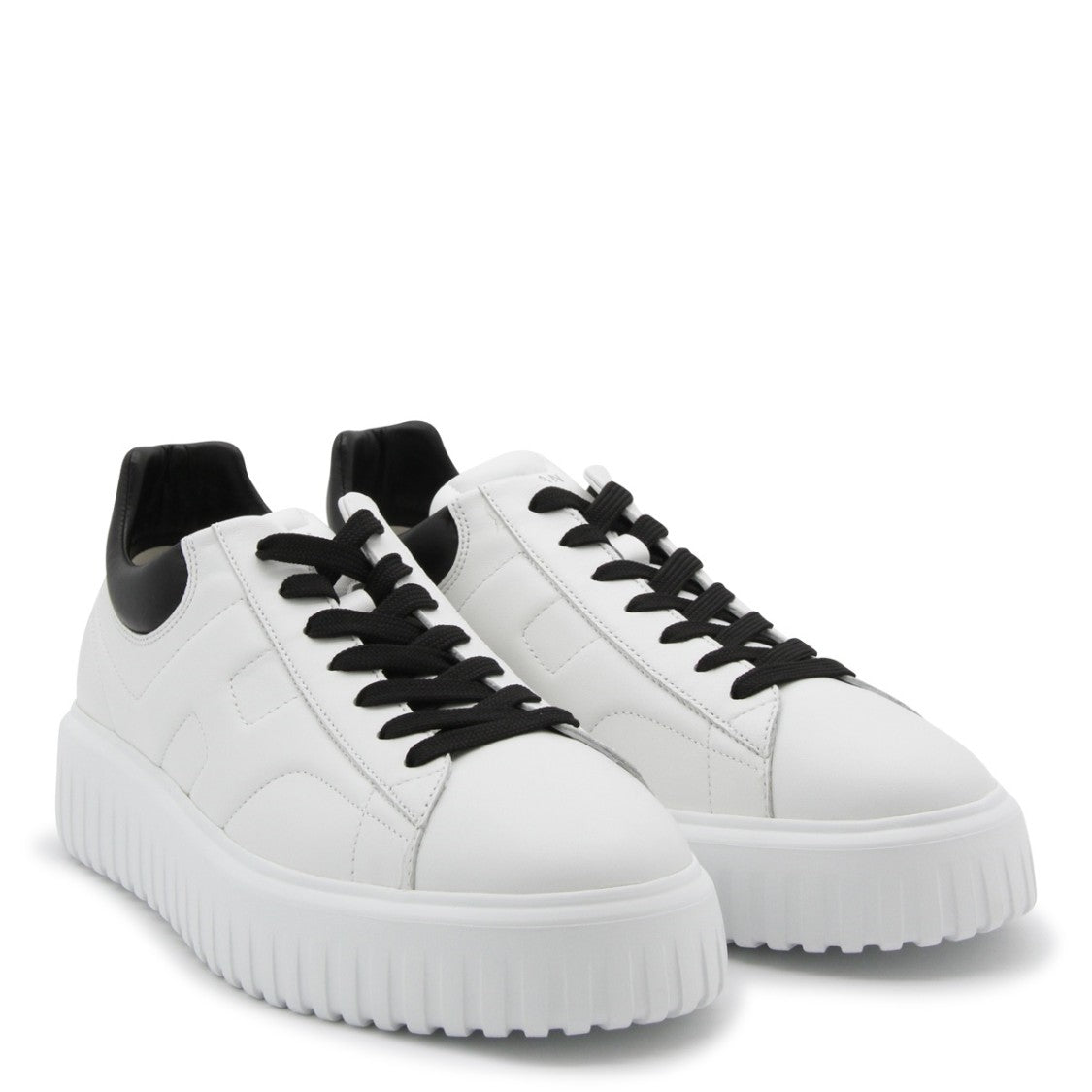 Hogan White And Black Leather Sneakers