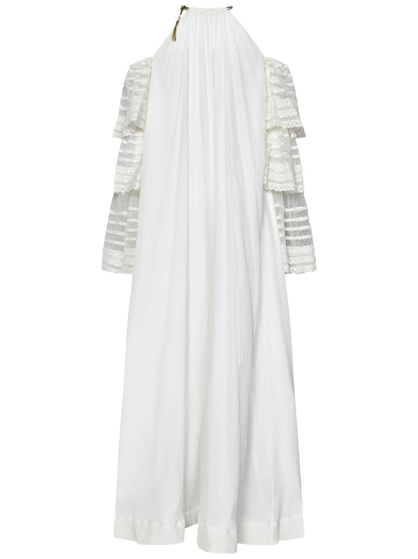 Amen White Dress With Delicate Lace Sleeves