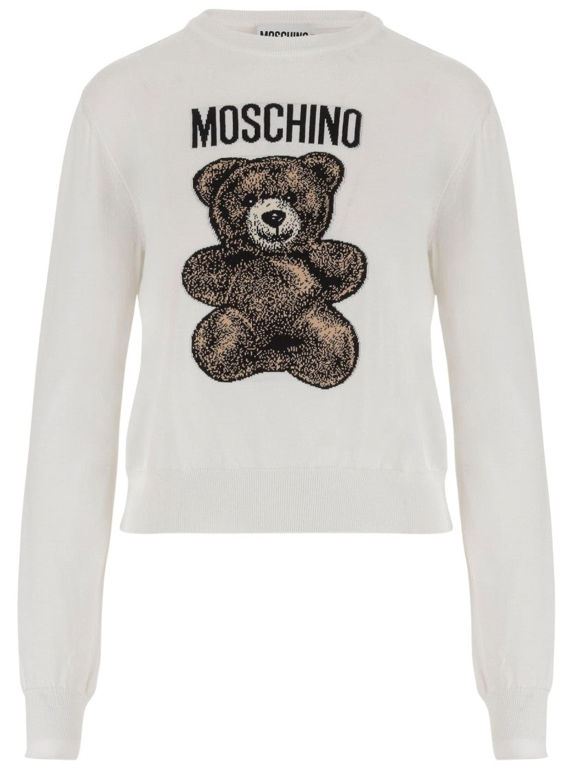 Moschino Cotton Pullover With Teddy Pattern