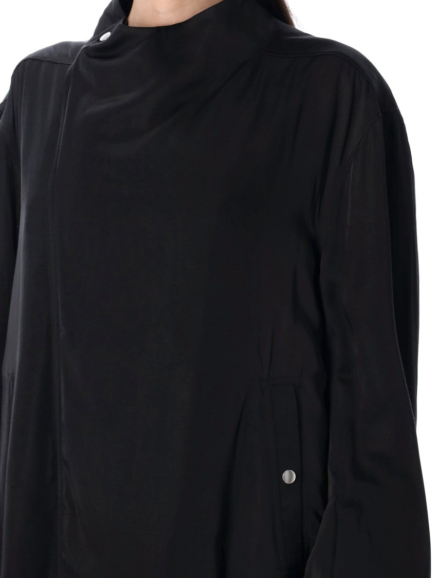 Rick Owens Anthem Jacket With Rounded Funnel Neck And Off-Centre Zipper