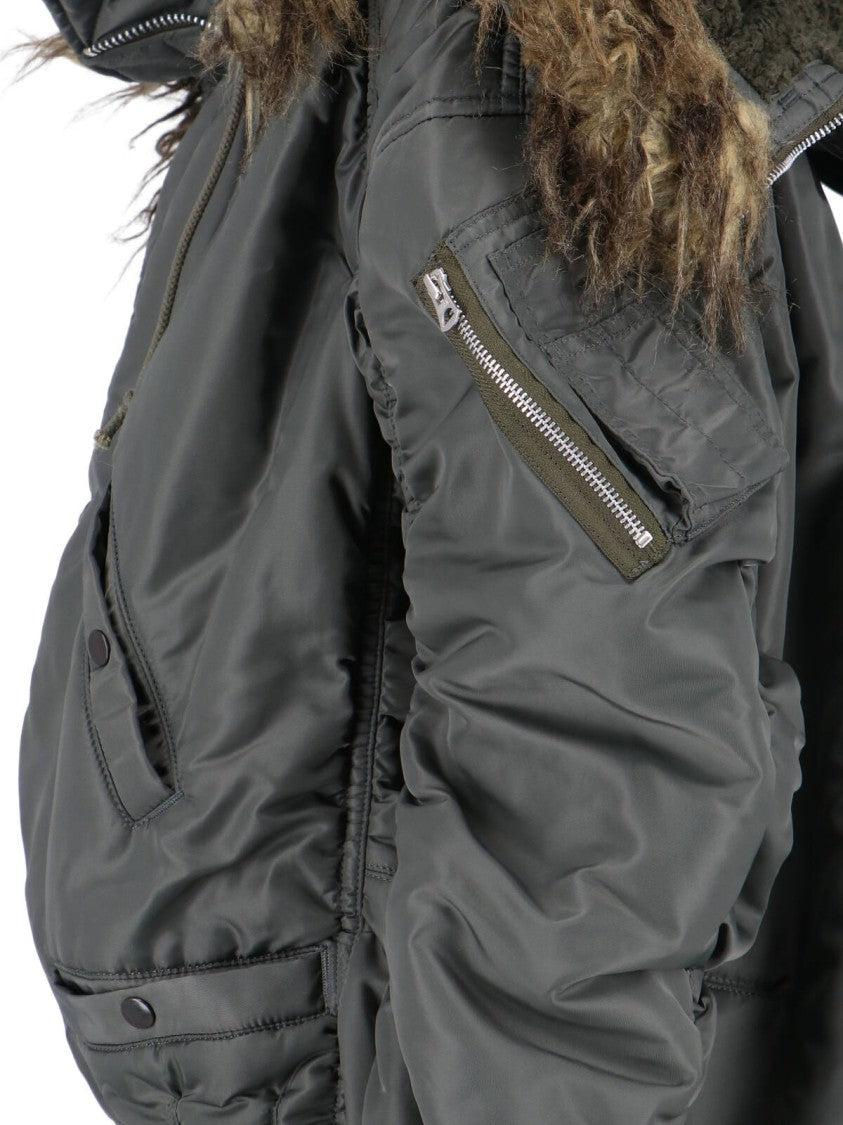 Junya Watanabe Green Nylon Faux Fur Jacket