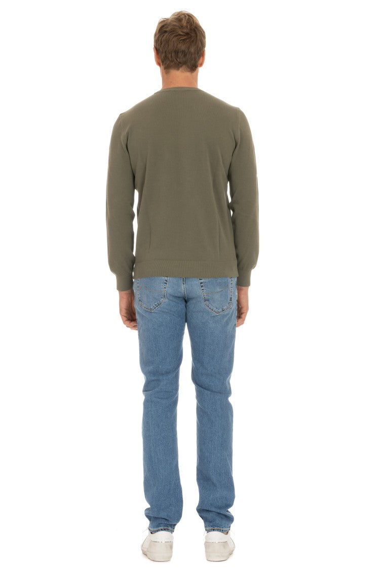 Gran Sasso Rice-Grain Cotton Crewneck Sweater