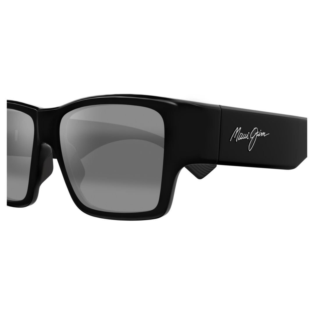 Maui Jim Glossy Black Mj0614s Bold Rectangular Sunglasses