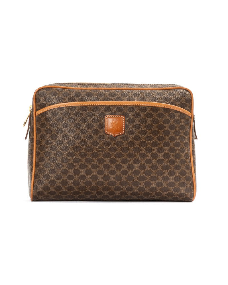 Celine Triomphe Vintage Clutch In Brown