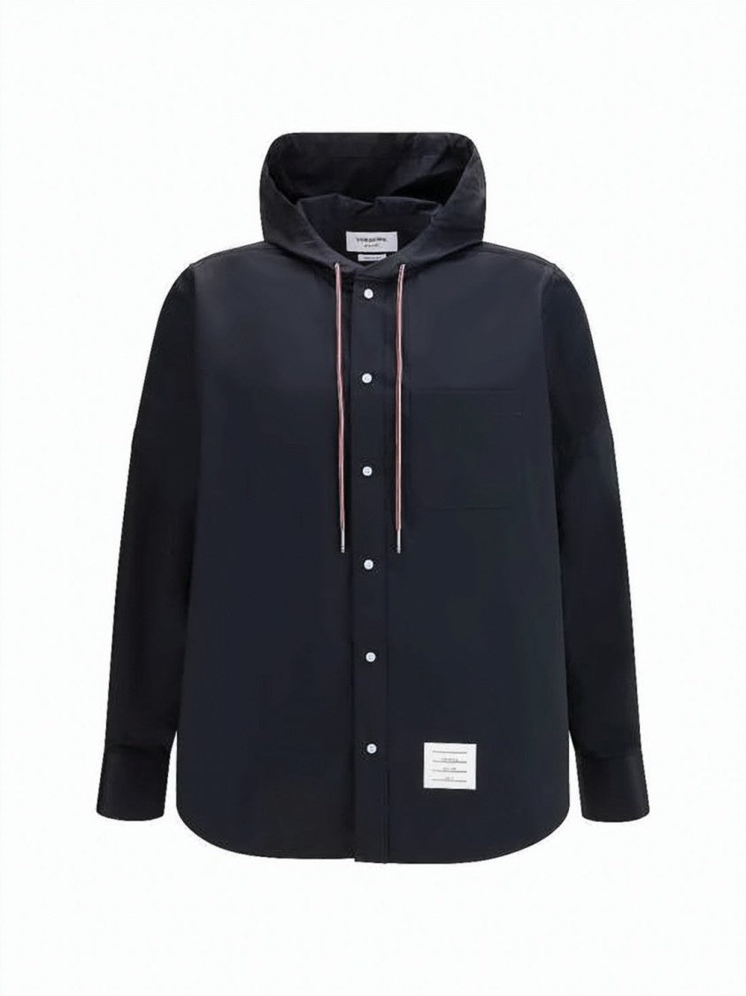 Thom Browne Hooded Nylon Shirt With Drawstrings
