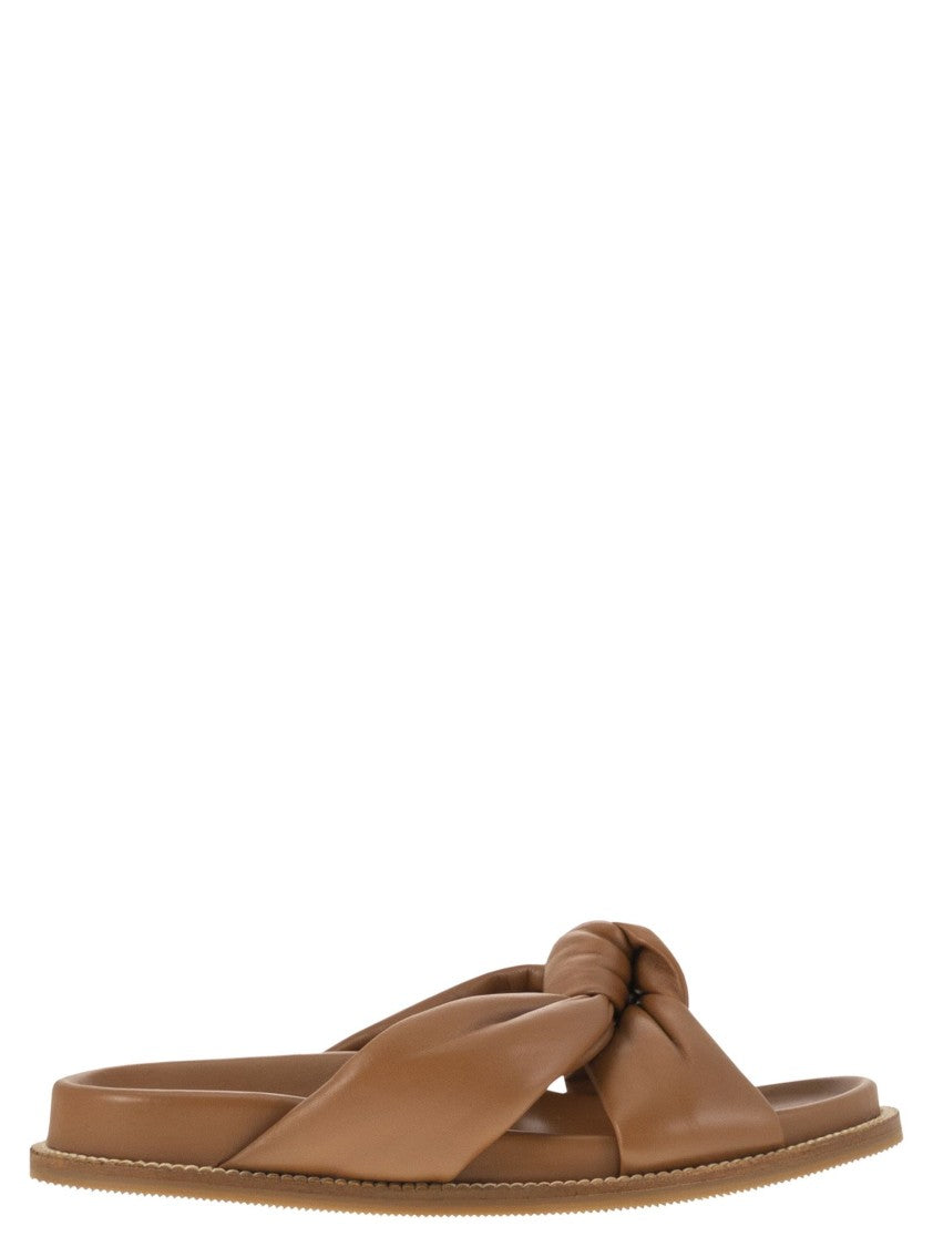 Fabiana Filippi Leather Slipper With Knot Detail And Fussbett Sole