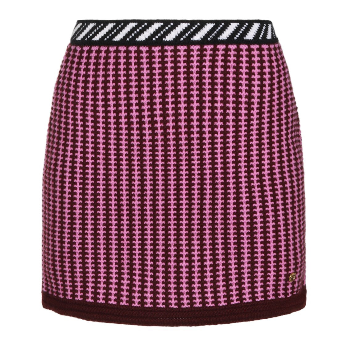 Versace Textured Knit Gold Emblem Skirt