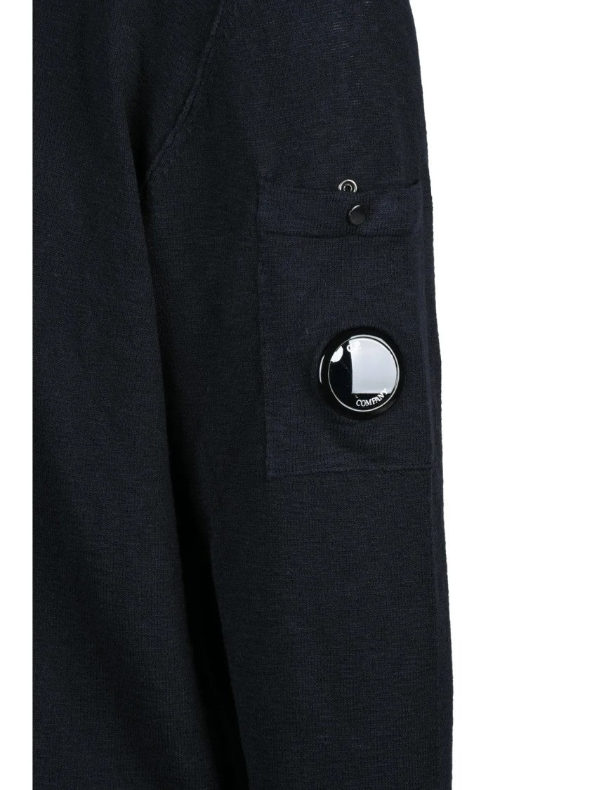 C.P. Company Black Crew Neck Cotton Polyamide Brushed Knit