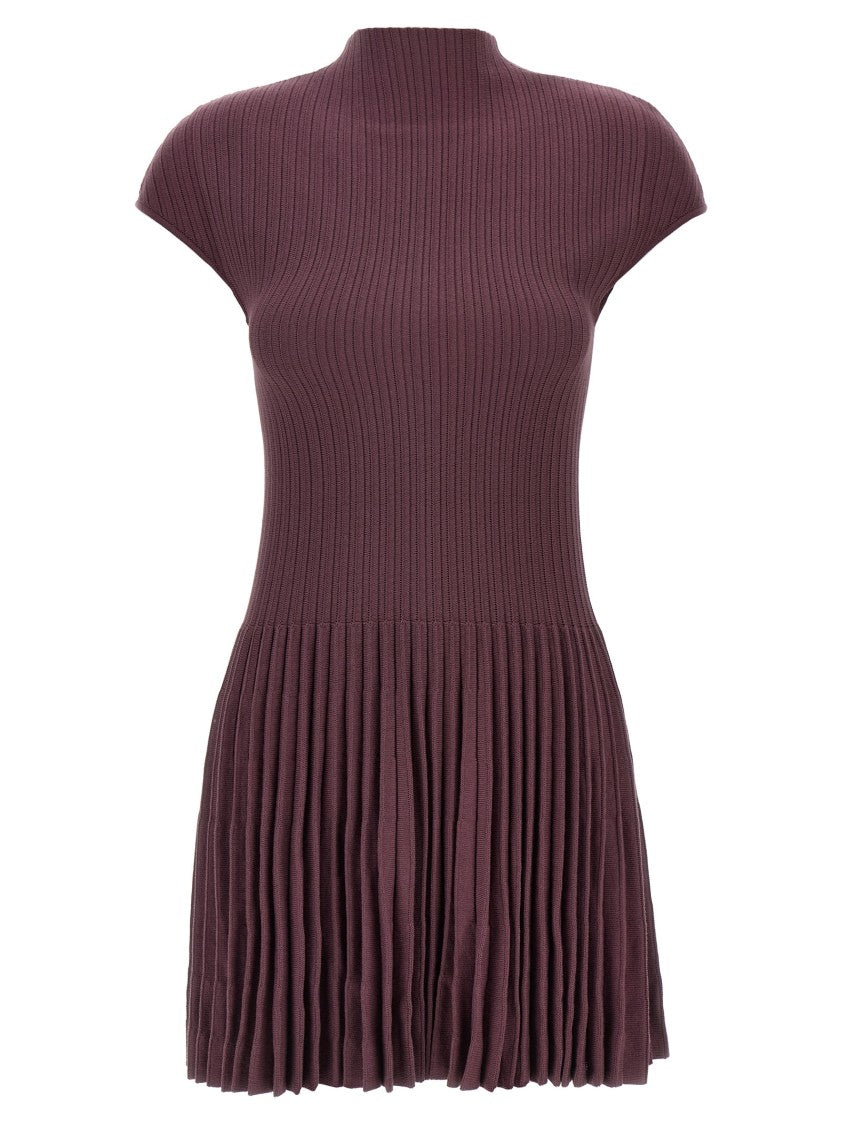 Magda Butrym Knitted Cotton Mini Dress With Pleated Skirt