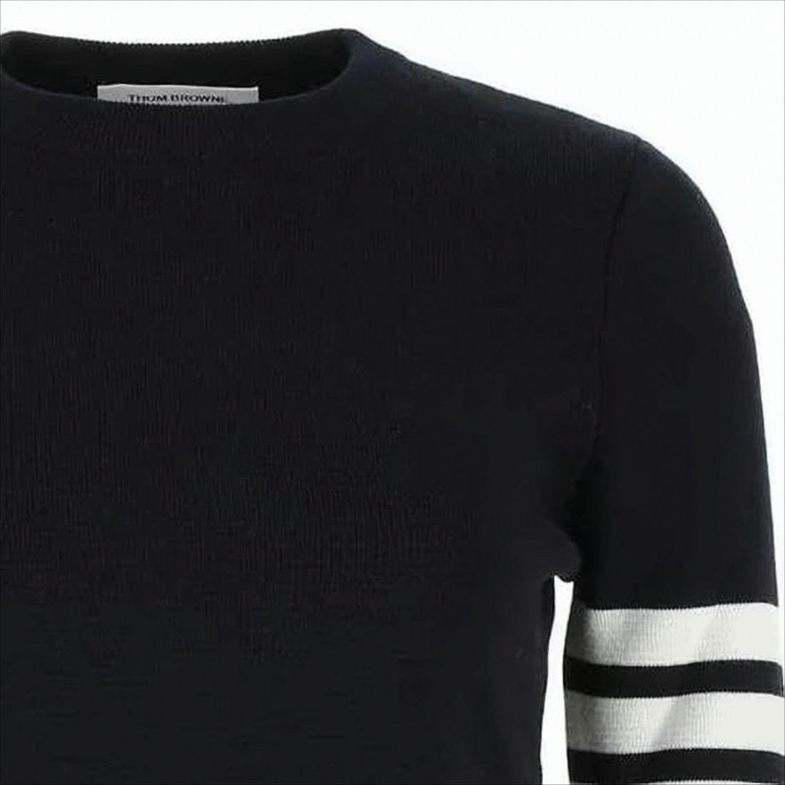 Thom Browne Textured Knit Sweater With Striped Detailing And Decorative Buttons
