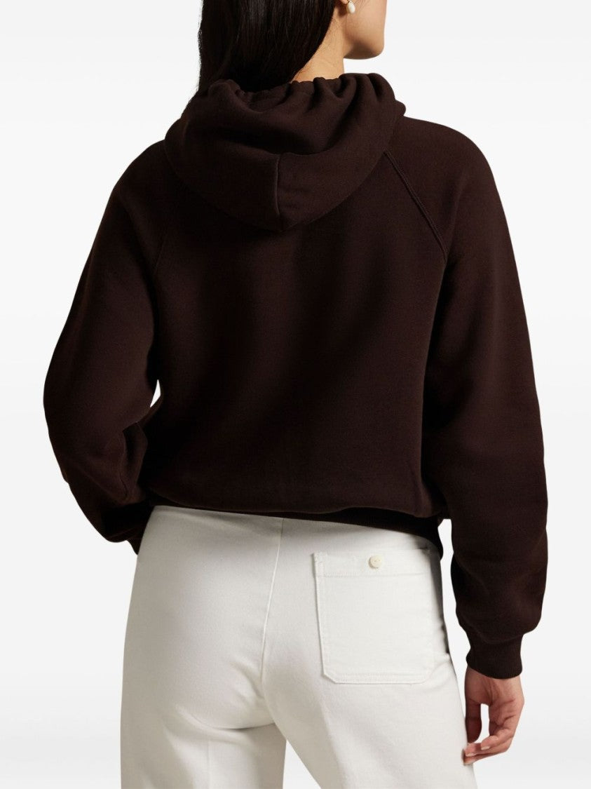 Polo Ralph Lauren Cropped Brown Hoodie With Contrasting Drawstrings