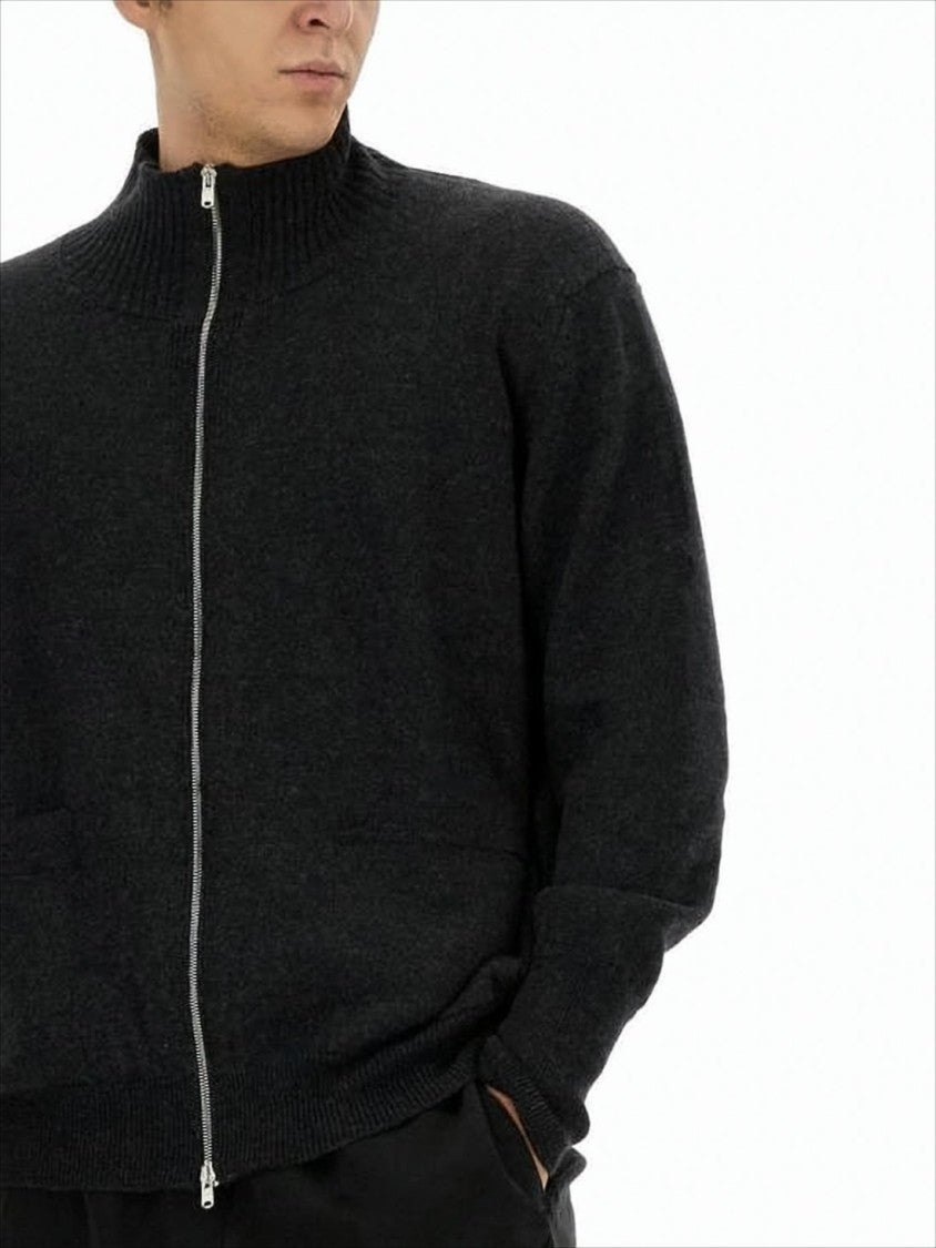 Margaret Howell Full-Zip Merino Wool Sweater With Ribbed Collar And Pockets