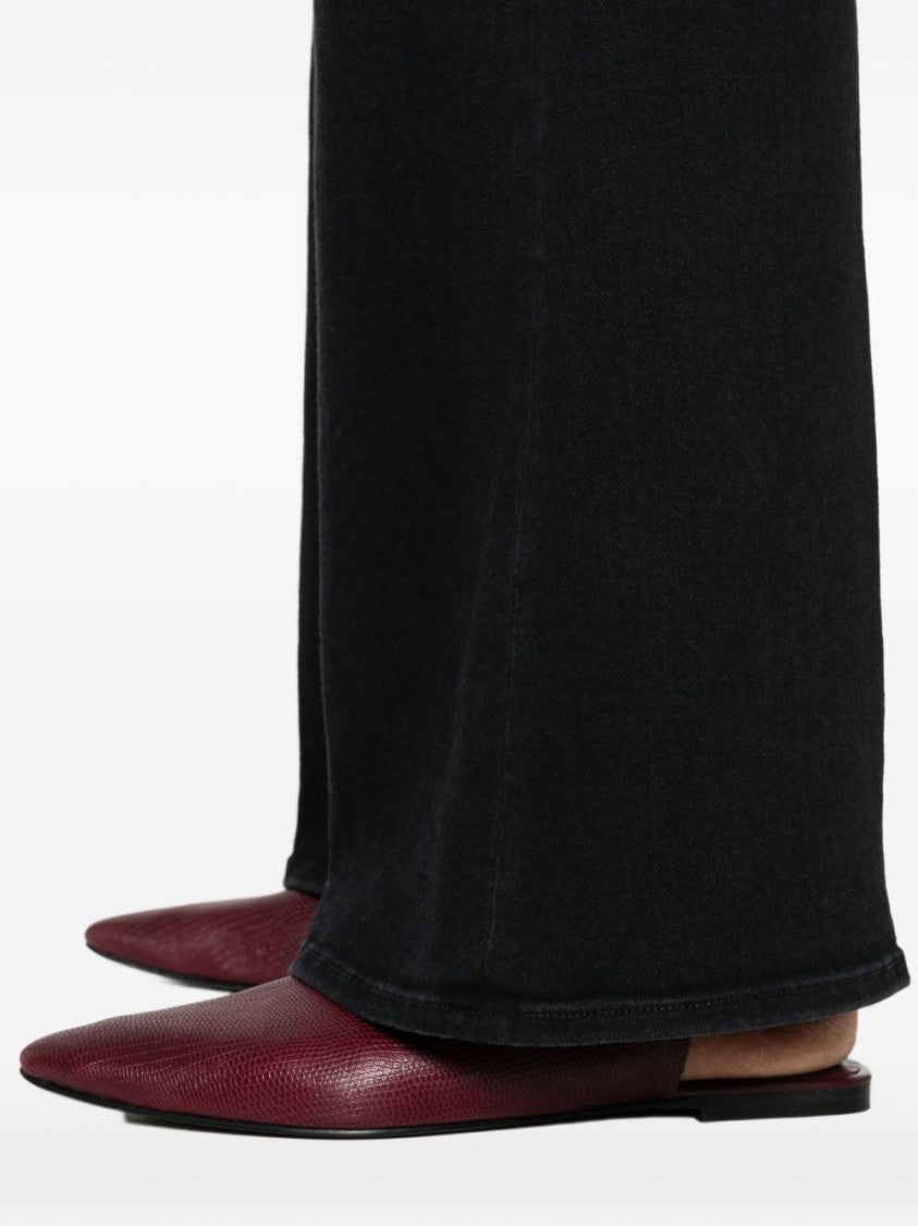 Mother Wide Black Jeans In Soft Cotton-Modal Blend