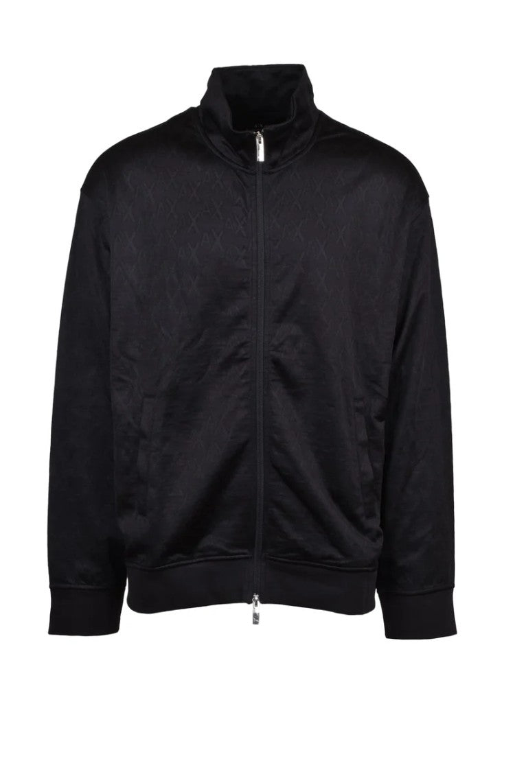 Armani Exchange Black Embossed Hooded Hoodie