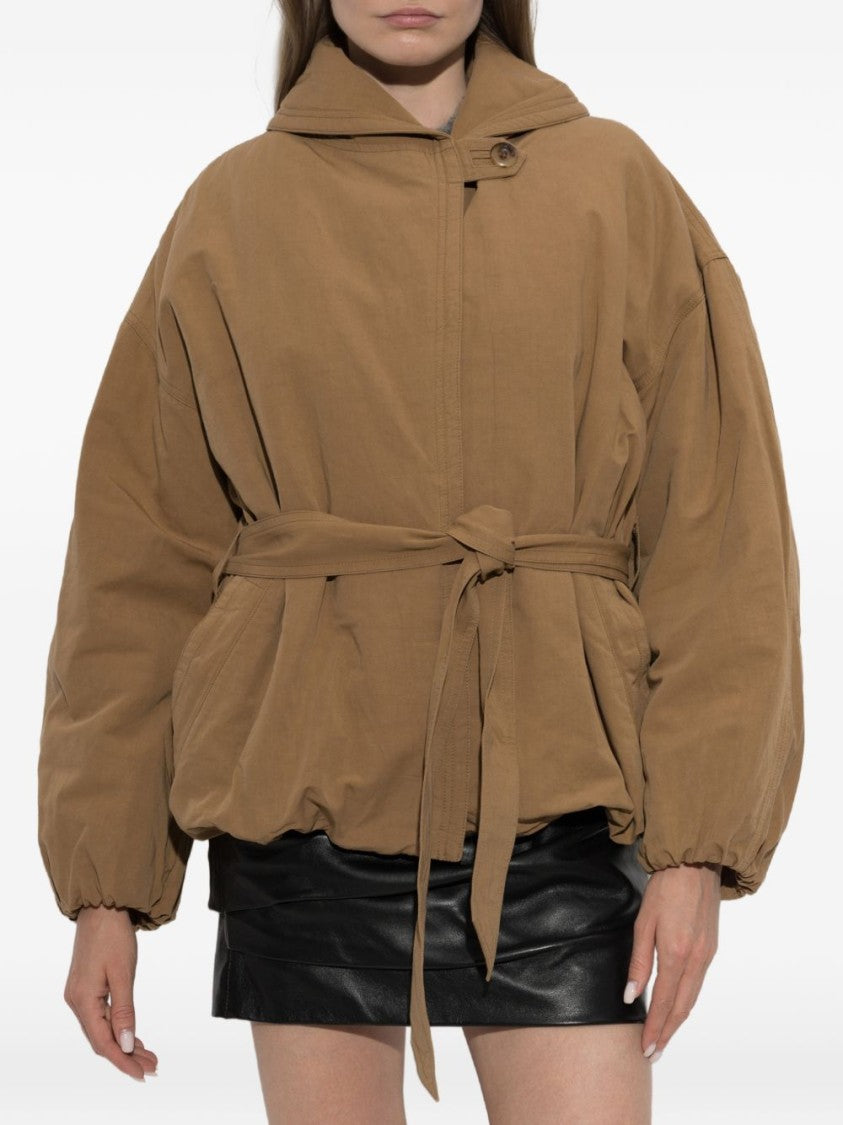Isabel Marant Brown Short Cinched Waist Voluminous Coat