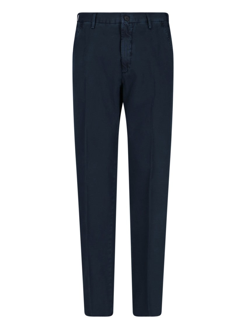 Incotex Navy High-Waisted Chino Pants With Straight Leg Design