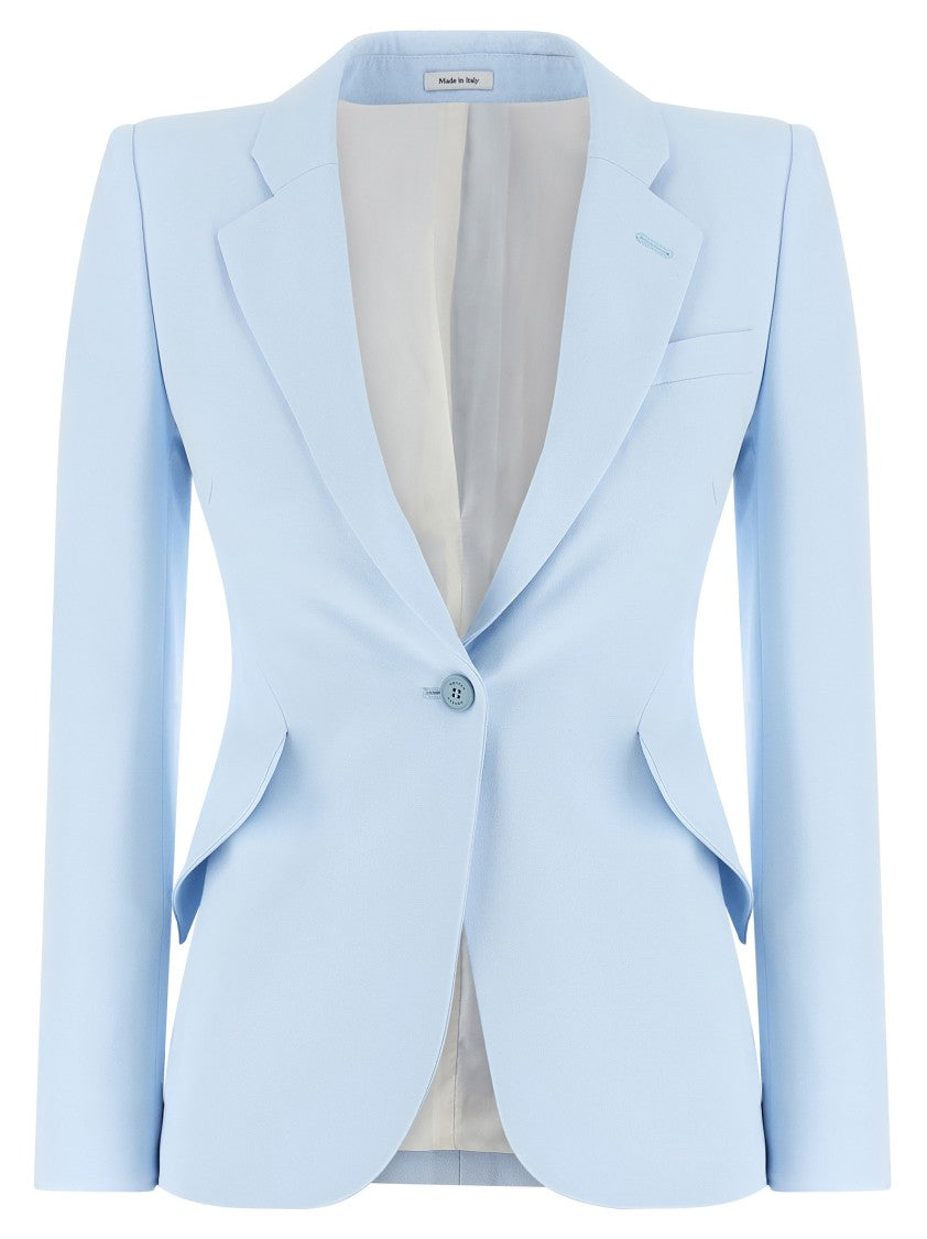 Mcqueen Single-Breasted Thin Crêpe Blazer With Structured Hourglass Silhouette