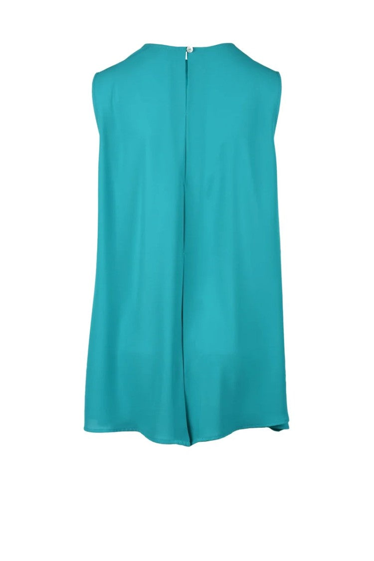 Maesta Aqua Green High-Low Polyester Blouse