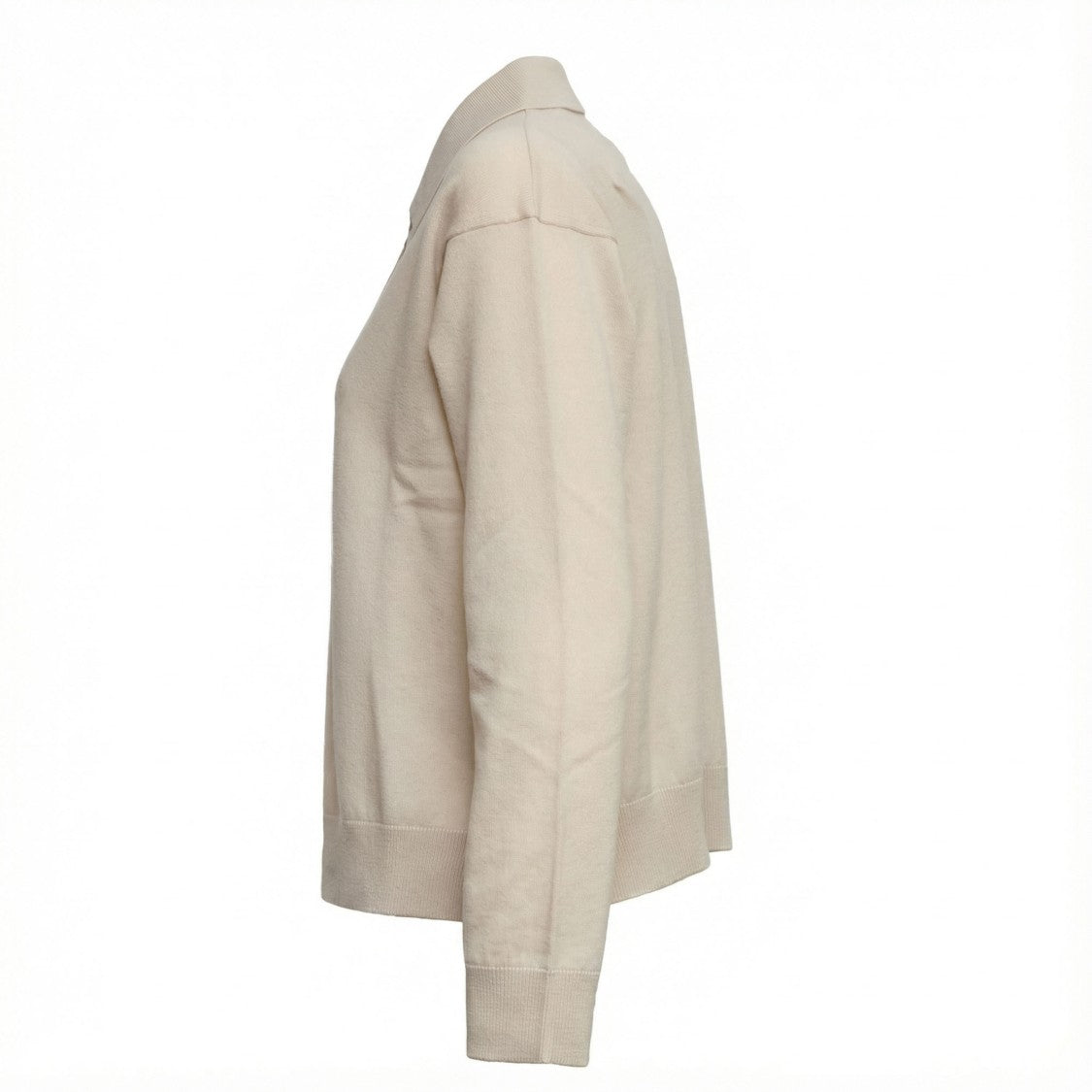 Max Mara Beige Long-Sleeve Polo Sweater